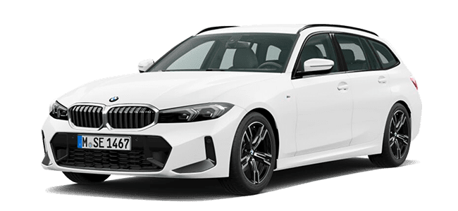 BMW 320i station wagon white rental car animation