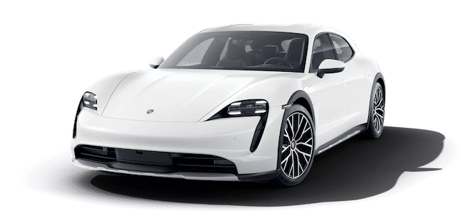 Porsche Taycan Cross Turismo white rental car