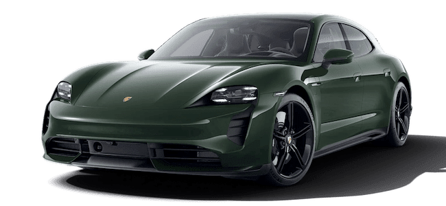 Porsche Taycan Turbo rental car brewstergreen animation